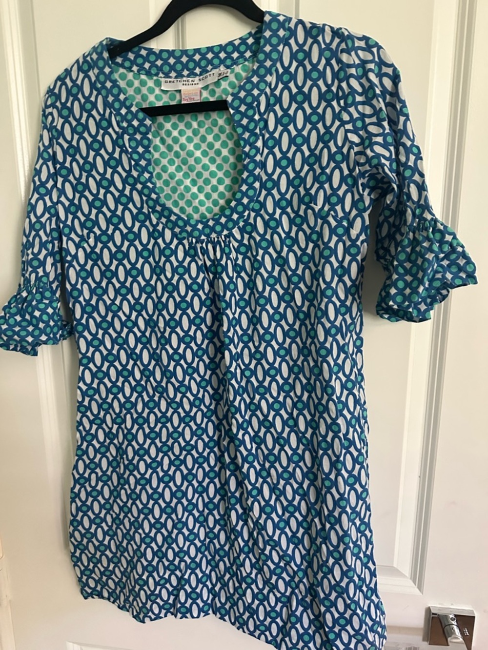 Gretchen Scott Designs Blue & Teal Geometric Tunic Dress